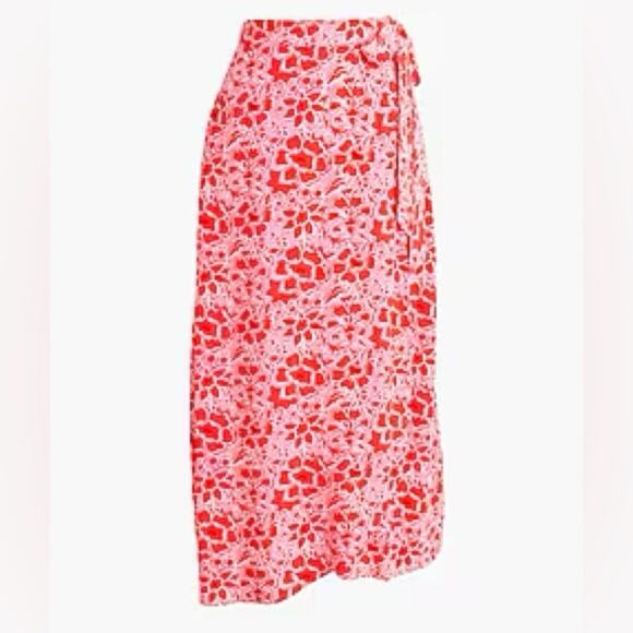 J. Crew Factory Wrap Azalea Belvedere Red midi skirt - Picture 6 of 12